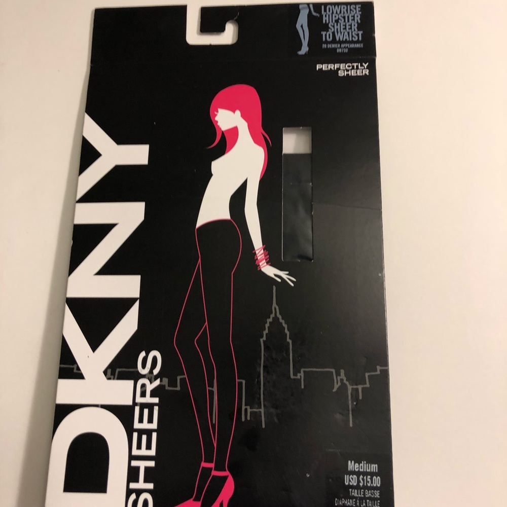 DKNY Sheer Black Pantyhose size Medium